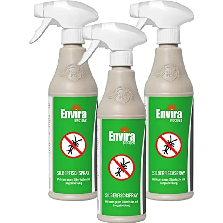 Envira Silberfisch-Spray - Anti-Silberfisch-Mittel Mit Langzeitwirkung - Geruchlos & Auf Wasserbasis - 3x 500 ml