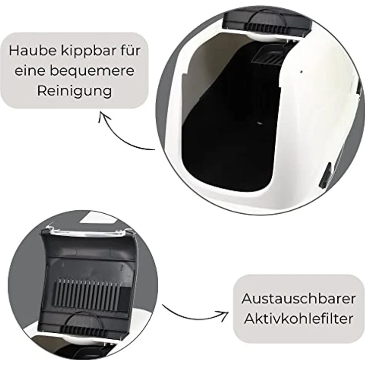 GarPet Katzenklo mit Deckel Aktivkohlefilter - Haube kippbar - extrahohe Unterschale große XXL Katzentoilette 60 Katzen WC Hauben Toilette – Bild 5