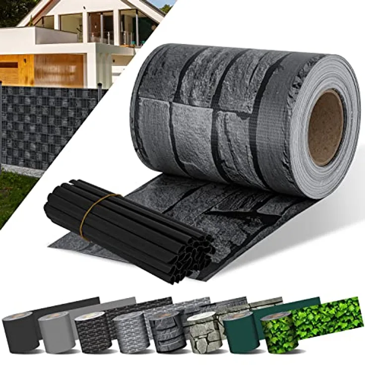 KESSER PVC Sichtschutzstreifen Sichtschutz Rolle Doppelstabmatten Zaun Blickdicht Wetterfest und Windschutz Zaunfolie Sichtschutz Garten Gartenzaun 35 m, Schiefer