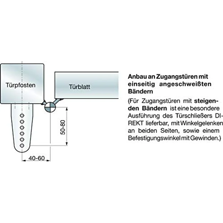 Dictator Türschliesser, vielseitig einsetzbarer Türöffner für Gartentore und Pforten, einstellbare Schliessgeschwindigkeit, bis 1500 mm Breite, max. 100 kg, rechts- und linksdrehend – Bild 3