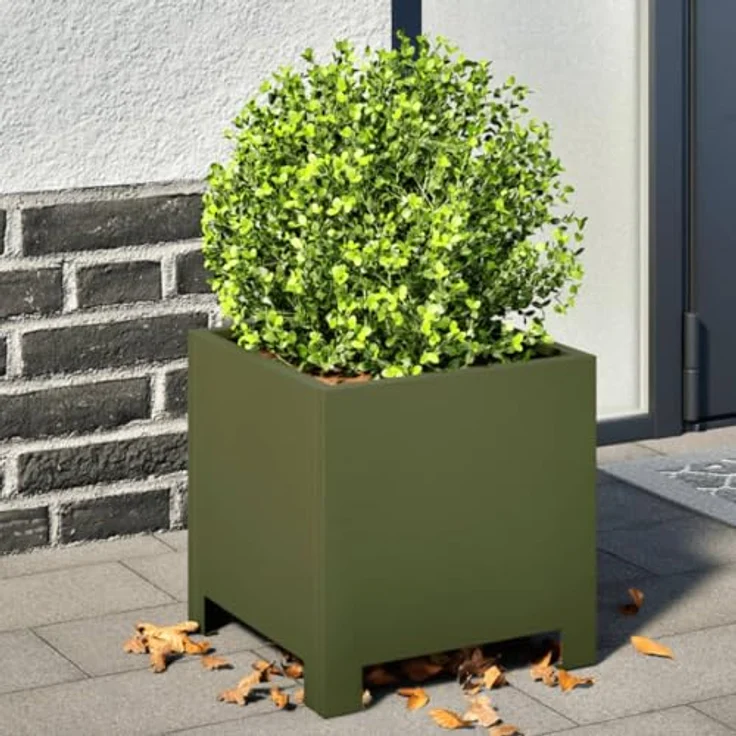 vidaXL Pflanzkübel Olivgrün 30x30x30 Stahl, rostbeständig und mit viel Platz – Bild 2