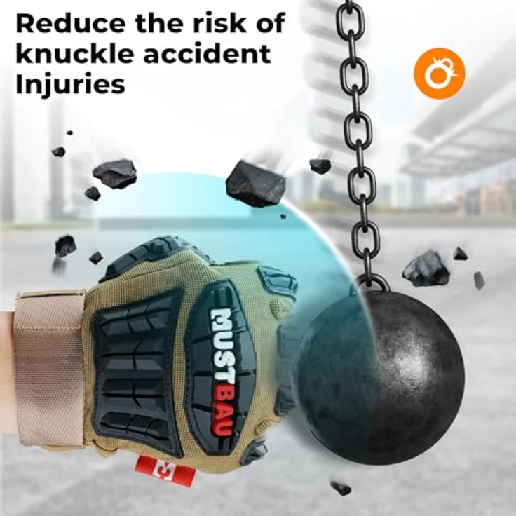 Mustbau Anti-Vibrations-Arbeitshandschuhe, Stoßdämpfend, Touchscreen-fähig, Atmungsaktive Mechanikerhandschuhe mit verstellbarem Handgelenk für Kfz/Bau, Heavy Duty – Bild 5