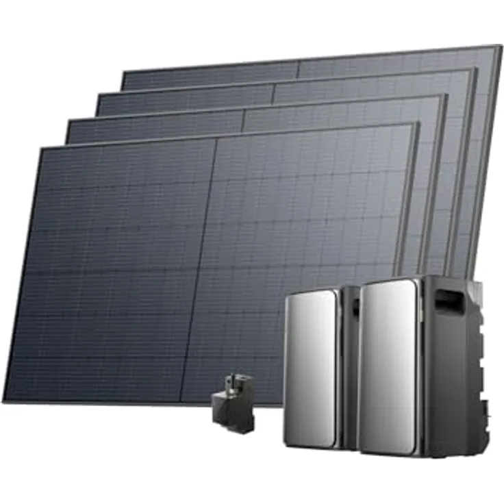 EcoFlow STREAM Ultra und AC Pro, Balkonkraftwerk mit 3,84 kWh Speicher, 2080W, Komplettset mit 4x 520W Solarpanel