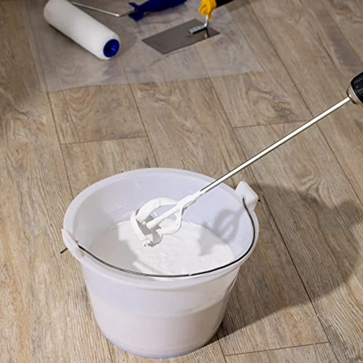 Navaris Rührstab Bohrmaschinen Paint Mixer - Quirl 6x40cm aus Stahl - Mörtelrührer für Farbe Lack Lasuren - Bohrmaschinen Farbrührer verzinkt - klein – Bild 2