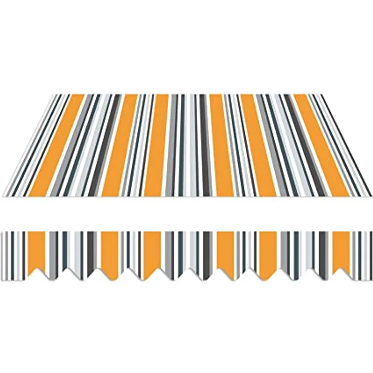 home Trends Markisenstoff Markise mit Volant 4 x 3 m wasserabweisend Sonnenschutz Ersatz Markisentuch P5002- orange schwarz weiß blau Streifen