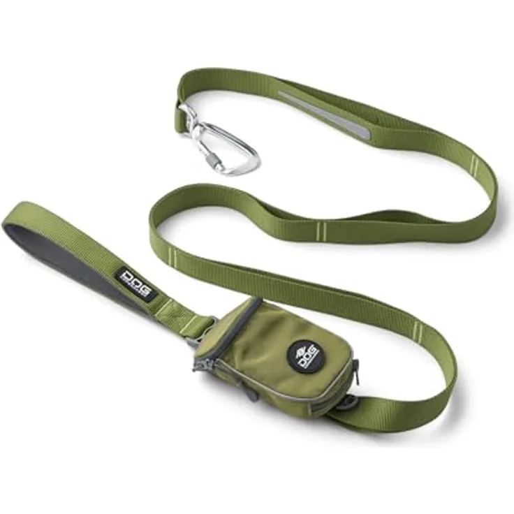 DOG Copenhagen Urban Trail 3.0 Leine, Hunting Green, L - Hundeleine mit integriertem Kotbeutelspender, Neopren-gepolsterter Griff und reflektierendem Besatz