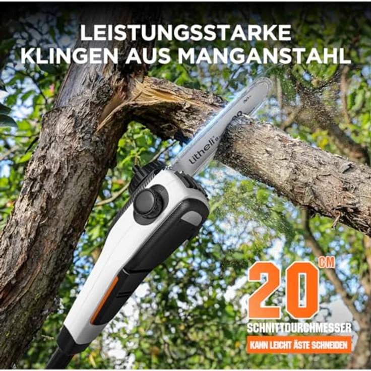 LiTHELi Litheli U20 Akku Hochentaster, 8'' Elektrische Akku-Astsäge mit 10000mAh Akku, Höhenverstellbar und Ergonomisches Design in Blau – Bild 4