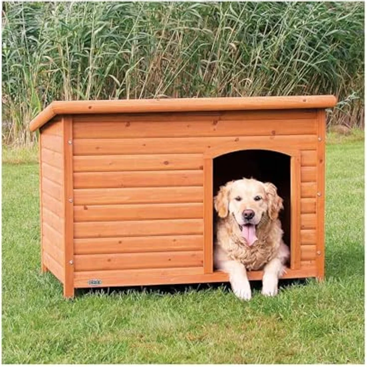 Trixie natura Hundehütte Classic mit Flachdach braun L: 116 × 82 × 79 cm – Bild 2