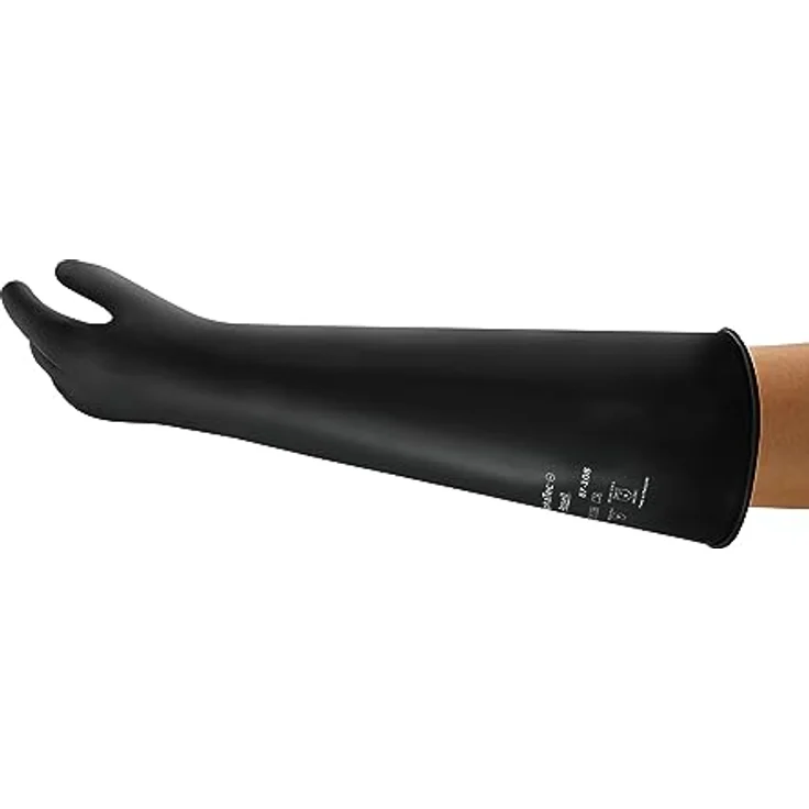 Ansell AlphaTec 87-108 Chemikalienschutz-Handschuhe aus Latex, Wiederverwendbare Chemie-Handschuhe, Schwarz, Größe L (1 Paar) – Bild 1