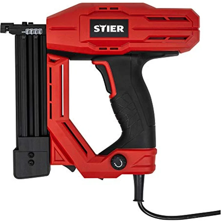STIER Elektro-Kombi-Tacker TK-18, Ergonomisches Nagelschussgerät für Holz und Textilien, 230 V mit 400 Nägeln und Klammern – Bild 1