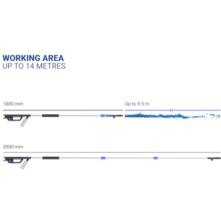 Nilfisk Teleskoplanze für Hochdruckreiniger, 14 m Reichweite, verstellbarer Sprühwinkel, inklusive Schaumdüse und Seifenbehälter – Bild 5