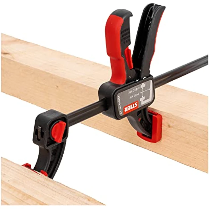 STIER Einhandzwinge, 600 mm Spannweite, 80 mm Ausladung, zum Spannen und Spreizen, ergonomisch geformter Griff – Bild 3