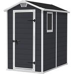 Keter Manor 4x6S Gartenhaus wetterfest 3.8m³, Kunststoff, Outdoor, dunkelgrau, Wandstärke 16 mm, auch für kleine Gärten geeignet - Preisvergleich