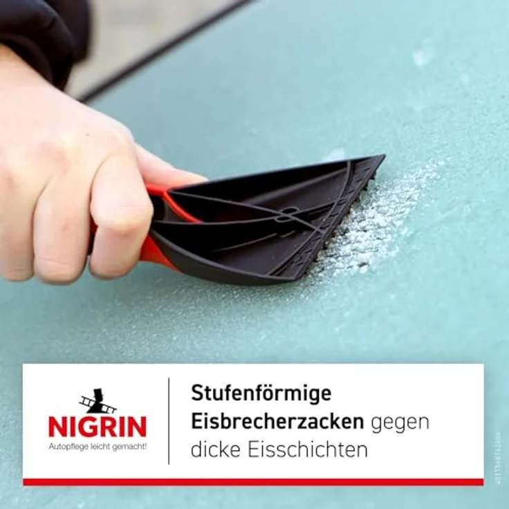 NIGRIN Performance Eiskratzer Eisschaber mit ergonomischem Softgriff und Handschuh, silbergrau – Bild 6