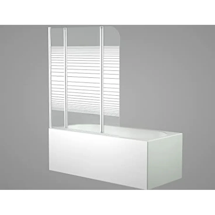 Marwell White Lines Badewannenaufsatz 125 x 140 cm Duschwand für Badewanne 3-teilig faltbar in matt weiß - Duschabtrennung aus 4 mm starken Einscheibensicherheitsglas – Bild 2