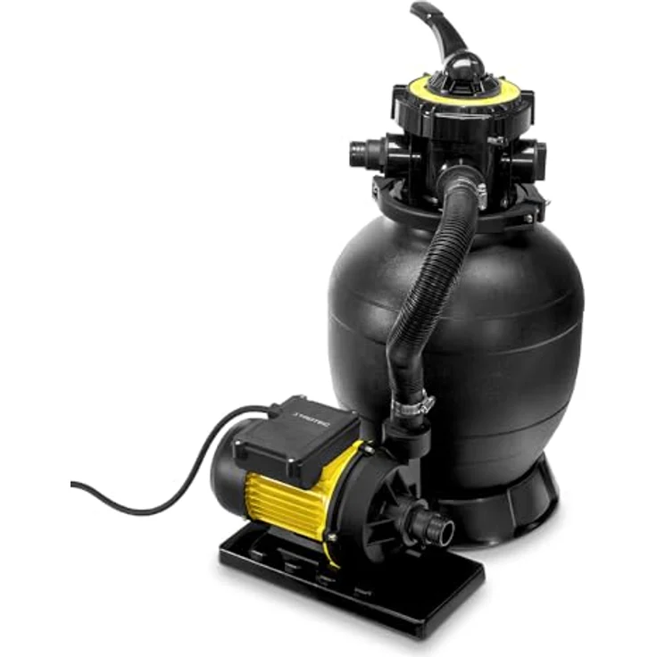 TROTEC Sandfilteranlage TSP 7900 E, Sandfilterpumpe mit 7900l/h Förderleistung für Schwimmbecken bis 25.000 l – Bild 1