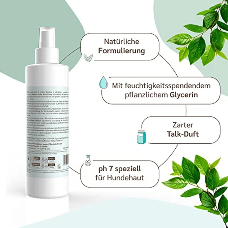 Amusi Tiershampoo Spray für Hunde, hypoallergen gegen Juckreiz, pflegt und beruhigt, 250 ml, vegan, Flohshampoo – Bild 2