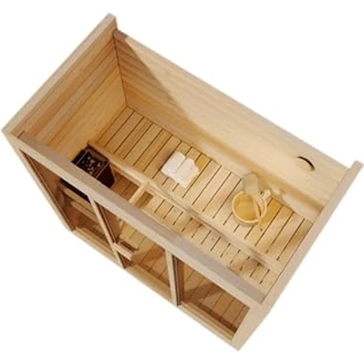 FinnTherm Innensauna Kuuma M, 42 mm Wandstärke, naturbelassen, inkl. Fußboden, für bis zu 3 Personen, BxTxH: 199 x 111 x 213 cm – Bild 2
