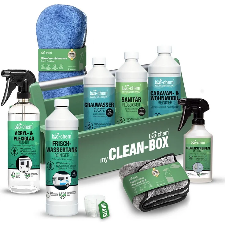 bio-chem Caravan PREMIUM-SET 10-teilig Allzweckreiniger (9-St) zur gründlichen Reinigung von Wohnwagen, Campingplätzen und Sanitärbereichen