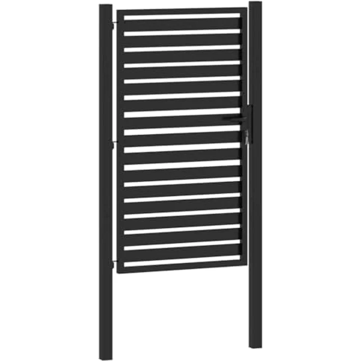 vidaXL Gartentor Aluminium, abschließbar, schwarz, 100x150 cm, pulverbeschichtet – Bild 4