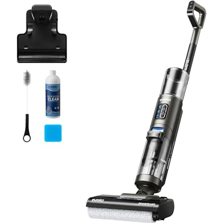 Eureka Rapidwash NEW430 Kabelloser Nass Trockensauger, Staubsauger mit Wischfunktion, LED-Display, Selbstreinigung und Trocknungsfunktion, Sprachnavigation - Blau – Bild 1