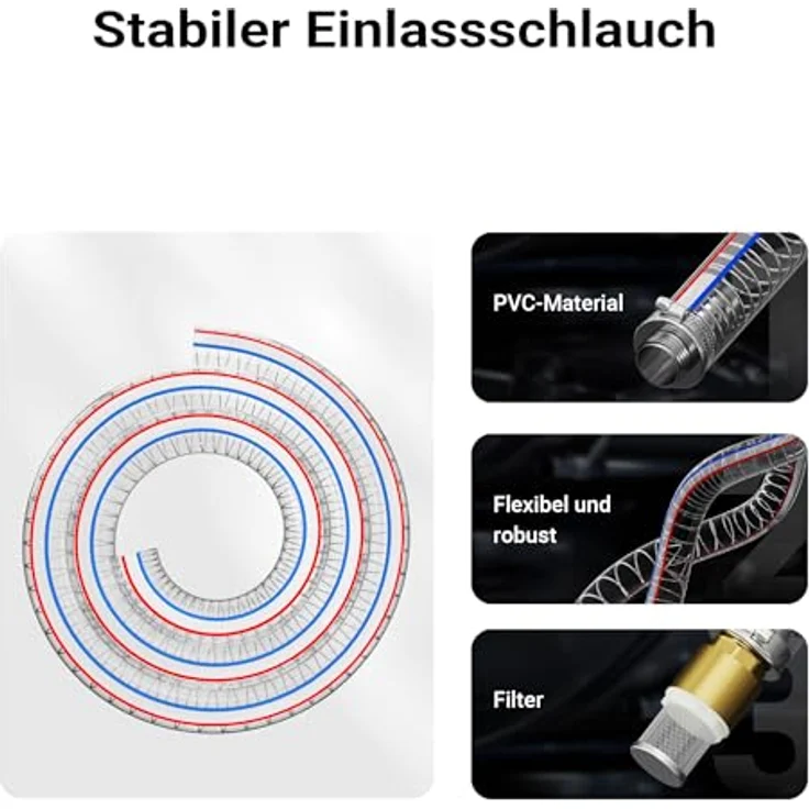 WilTec - Dieselpumpe Heizölpumpe selbstansaugend 230V 550W 60l-min Digitalzählwerk Zapfpistole Schläuche – Bild 7
