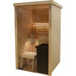 HARVIA Variant View Mini Sauna aus Fichte, 121 x 118 x 201,6 cm, Glasfront, L-Form Bänke, Optionales Farblicht