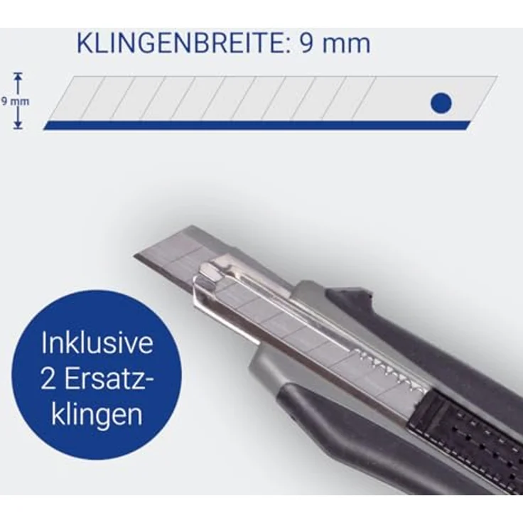 MAUL Cutter Profi, 9 mm, mit 2 Ersatzklingen, Softgrip – Bild 2