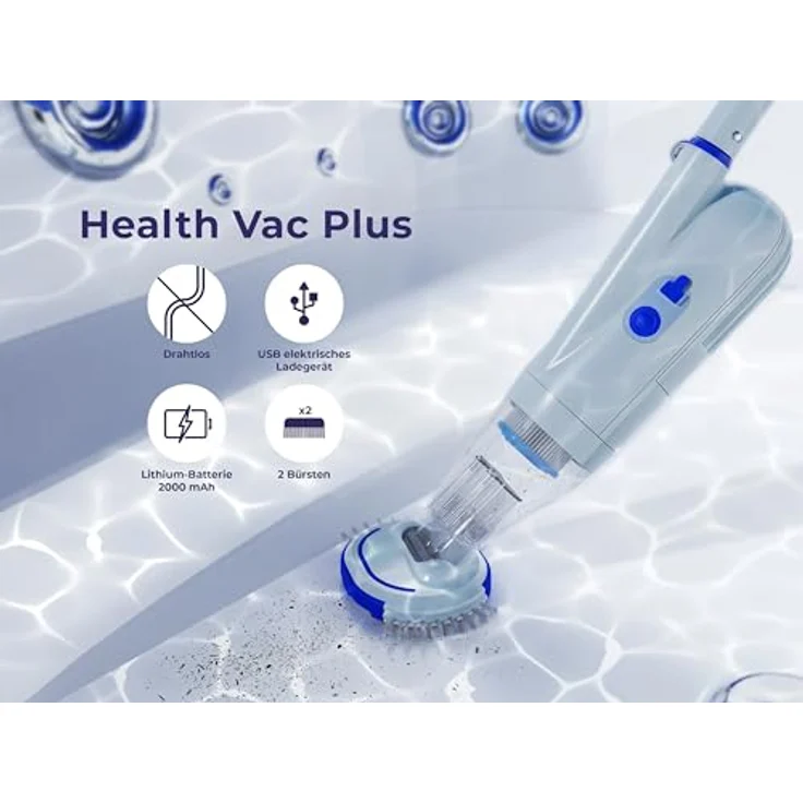 GRE Akku Poolsauger CSPAN, VAC Plus - Bodensauger mit Filterkartusche, grau/blau – Bild 3