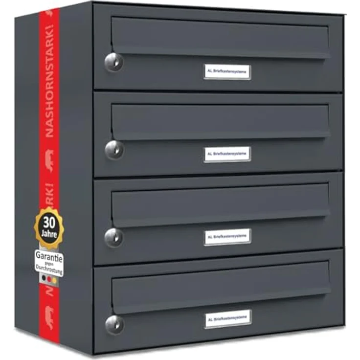 4er Briefkasten Anthrazit Anlage 4 Fach Wandbriefkasten Postkasten Ausführung 1 – Bild 2