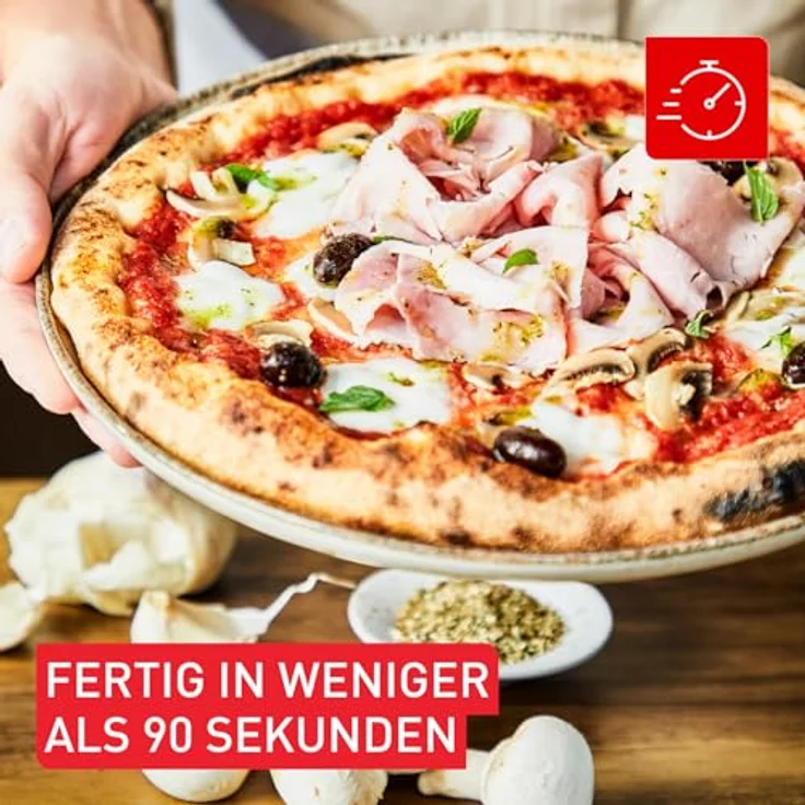 Tefal Pizzaofen JM4130 Pizza Pronto, Gas-Pizzaofen mit drehendem Pizzastein und Pizzaschaufel, Edelstahl-Finish – Bild 4