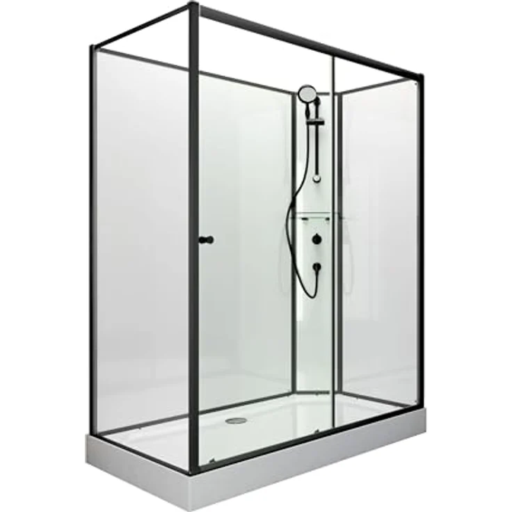 Schulte Komplettdusche Ibiza, BxT: 90x120 cm, 5 mm Sicherheitsglas, inkl. Duschwanne, Eckdusche, Schiebetür, Mattschwarz – Bild 2