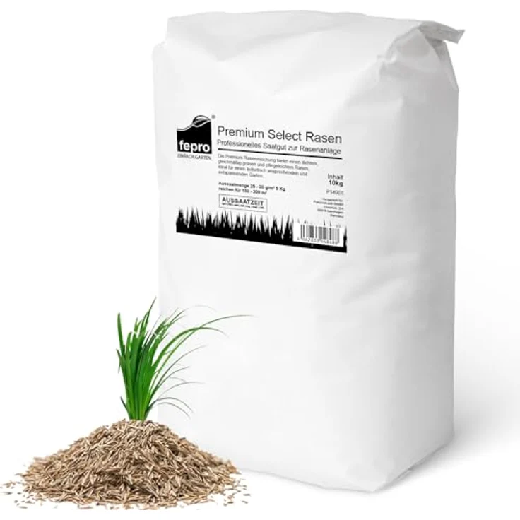 Fepro Premium Select 20kg Zierrasen, dichte & tiefgrüne Rasensamen für 800m², ideal für Neuansaat und Nachsaat – Bild 1