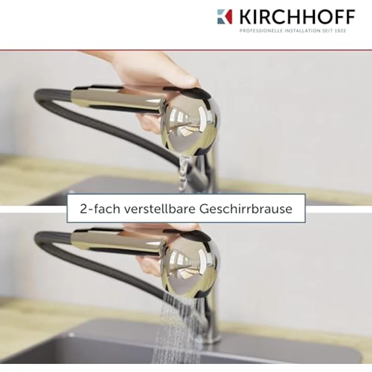 Kirchhoff Küchenarmatur Geschirrbrause, Chrom, 1/2" Anschluss, modernes Design – Bild 2
