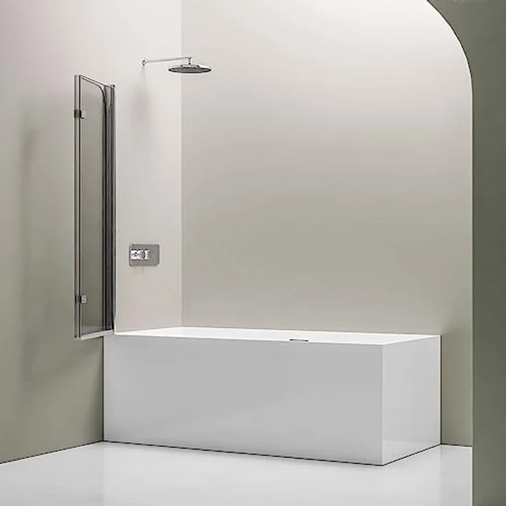 BERNSTEIN Schwenkbarer Badewannenaufsatz Duschabtrennung EX209 - 2 Glaselemente aus 6 mm Nano Echtglas, Chrom - 120 x 140 cm – Bild 2
