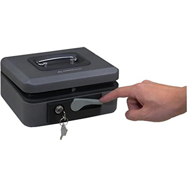 ARREGUI Popup C9746 Geldkassette aus Stahl | Geldbox | 30 cm breit | Abschließbare Kasse mit Geldeinsatz | Große Geldkassette mit Schlüssel und Münzeinsatz / Geldeinsatz | Geldkasse | grau – Bild 3