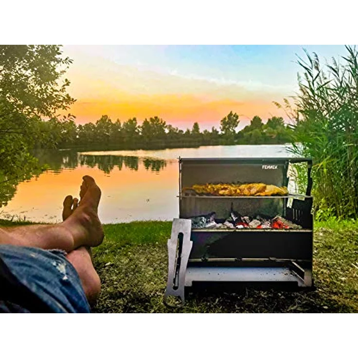 FENNEK - Outdoor Holzkohlegrill - Edelstahl - zerlegbar - Holzkohlegrillfläche 27 x 18,3cm klein, 3,1 kg – Bild 2
