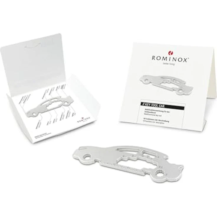 ROMINOX Key Tool, Edelstahl Multitool für Schlüsselbund, 18 Funktionen inklusive Flaschenöffner, ideal als Geschenk für Führerscheinprüfung und Adventskalender – Bild 1