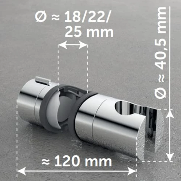 Schütte Brausehalter DN 18/22/25 mm, verchromter Kunststoff, für Brausestangen – Bild 2