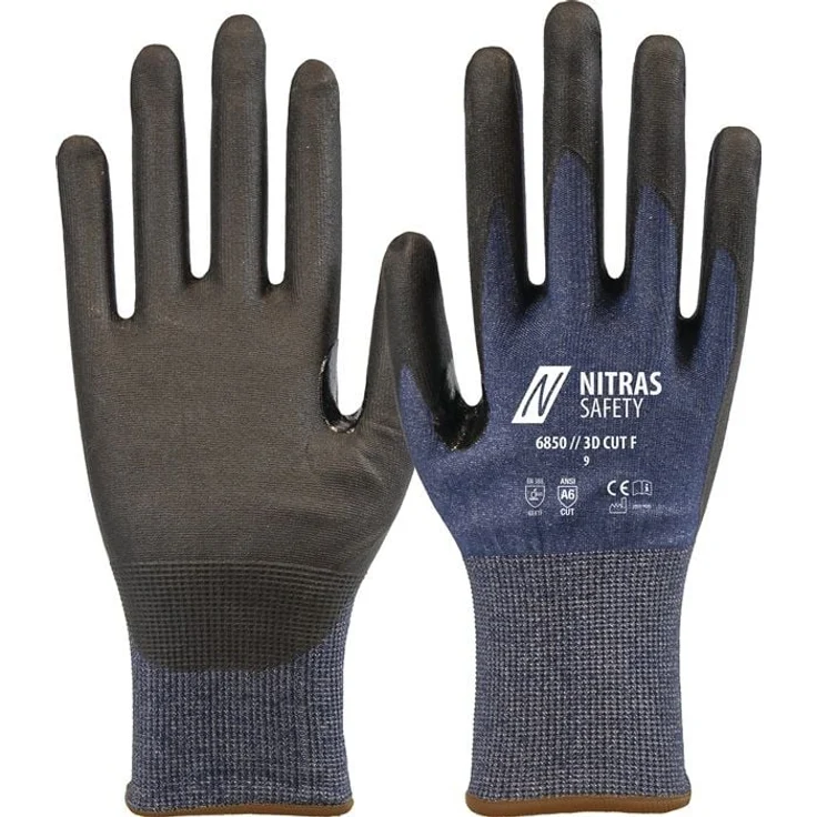 AS Arbeitsschutz Schnittschutzhandschuhe 3D CUT F, Gr. 10, marineblau/schwarz, EN ISO 21420, EN 388, Schnittschutzlevel F, hohe mechanische Beständigkeit, touchscreenfähig