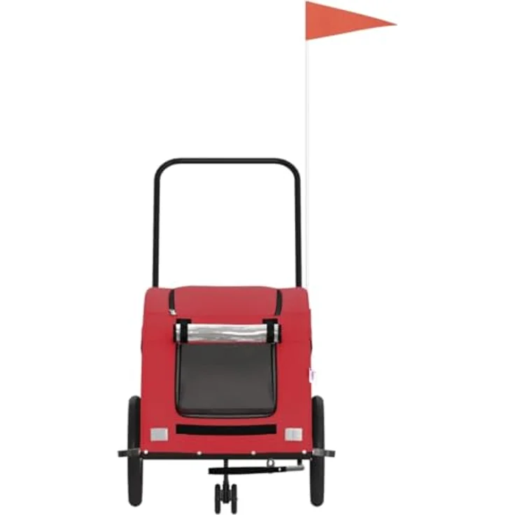 vidaXL Hunde-Transportbox Fahrradanhänger für kleine Hunde, Rot, Oxford-Gewebe und Eisen, 63,5 x 124,5 x 66 cm, max. Tragfähigkeit 45 kg – Bild 5