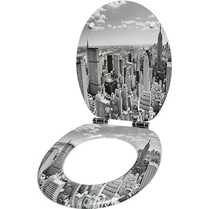 Sanilo WC Sitz Skyline New York, Toilettendeckel mit Absenkautomatik aus stabilem Holz, antibakterieller Oberfläche, passend für alle WC-Becken – Bild 4