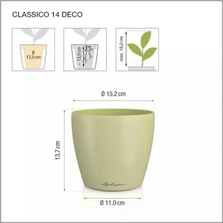 Lechuza Tischgefäß Classico Color 14 Deco Linde, 1,8 l Pflanzvolumen, 100% recycelbar – Bild 2