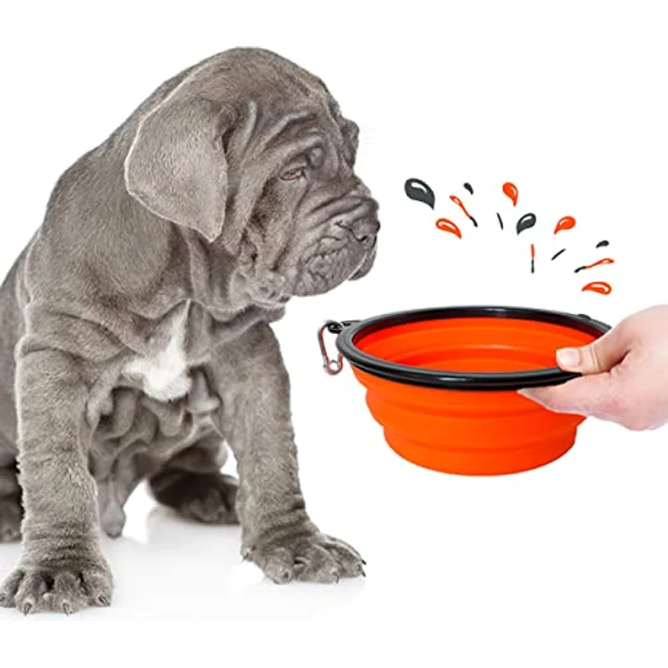 PETSATION – Hundenapf faltbar für unterwegs [Das Original] Futternapf Hund ideal für den Alltag – 1000 ml Wassernapf – Trinknapf für den Hund - Reisenapf, Fressnapf, Napf (1000ml, Orange) – Bild 2