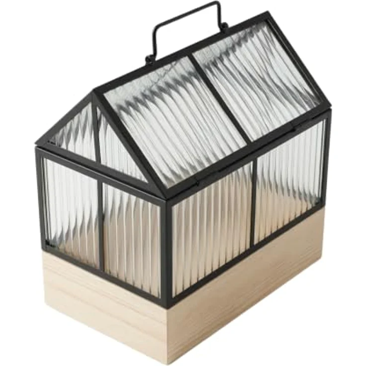 EDAXO Mini-Gewächshaus KALA, Metallrahmen mit Glas, 30 x 26 x 18 cm, ideal für Kräuter und Sukkulenten – Bild 1