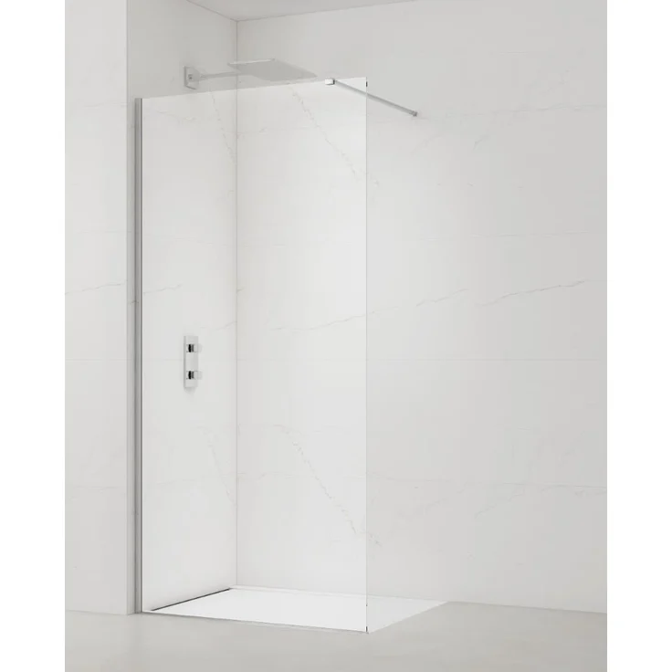 SAT Walk-In Duschtrennwand SATBWI90PR, 90 cm begehbare Dusche aus 8mm Sicherheitsglas, verstellbar und pflegeleicht mit Easy Clean Oberfläche