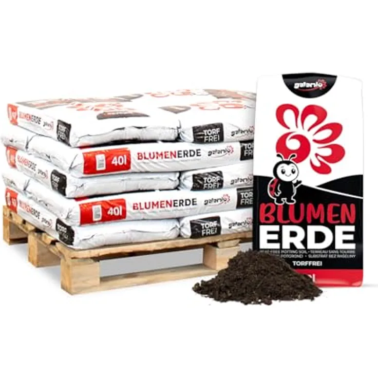 Galamio Blumenerde torffrei, Gebrauchsfertige Gartenerde in 1 Palette (15 x 40 l / 600 Liter)