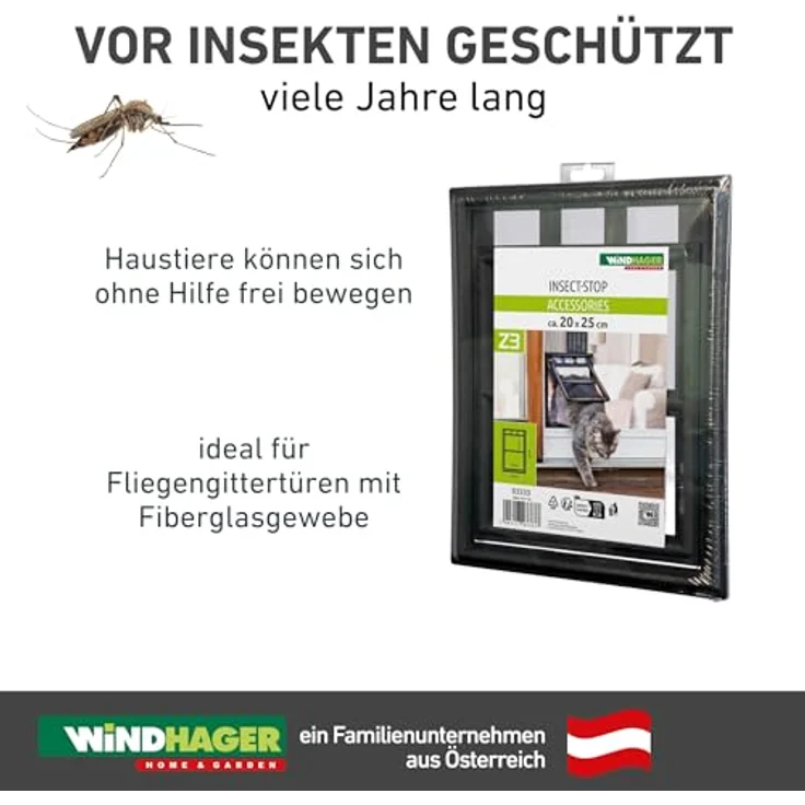 Windhager Katzenklappe für Insektenschutz Rahmentüren, schwenkbar, 20x25 cm – Bild 6