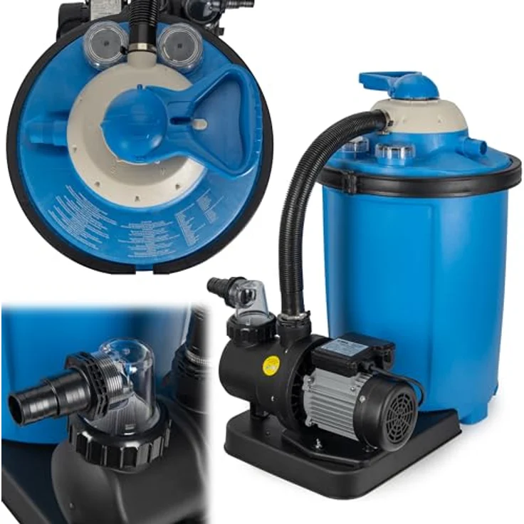 COIL Pool-Filterpumpe 19000 l/h, Sandfilter mit 7-Wege-Ventil und 75 kg Sandbehälter, für Aufstellpools bis 82 m³ – Bild 7