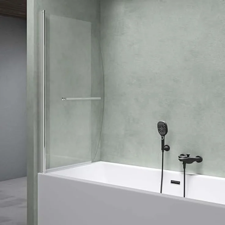 Mai & Mai Duschwand C112, faltbare Badewannenwand aus 6mm ESG-Sicherheitsglas, NANO-Beschichtung, 180° schwenkbar, 94x140cm – Bild 3